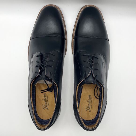Florsheim Mens Rucci Cap Toe Oxford Dress Shoe US 14 Wide Black Leather NIB - Picture 10 of 12